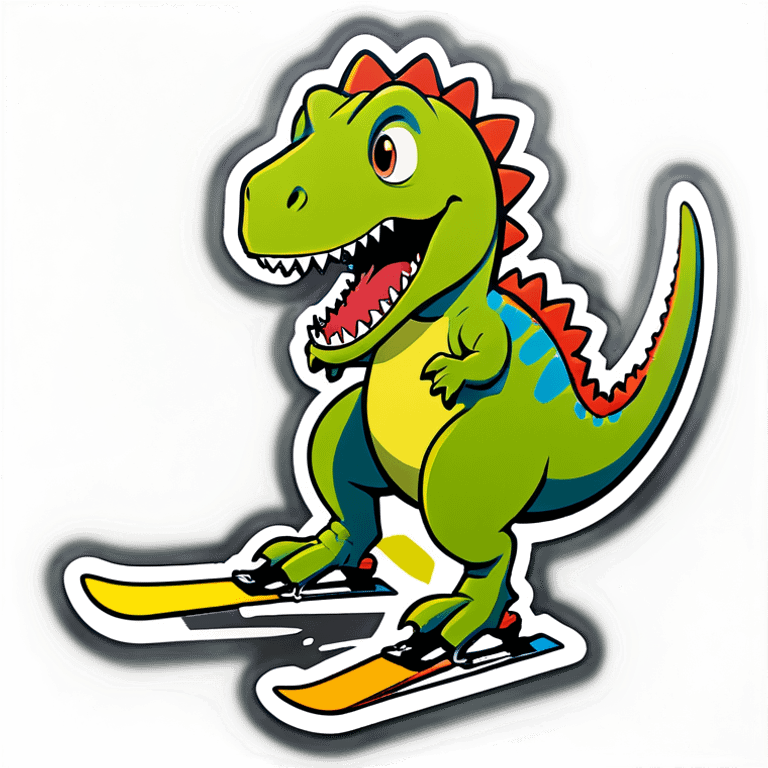 Dino on a ski emoji