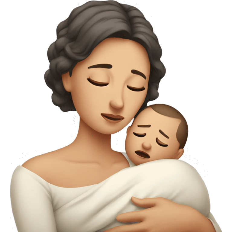 European sad mother with newborn emoji