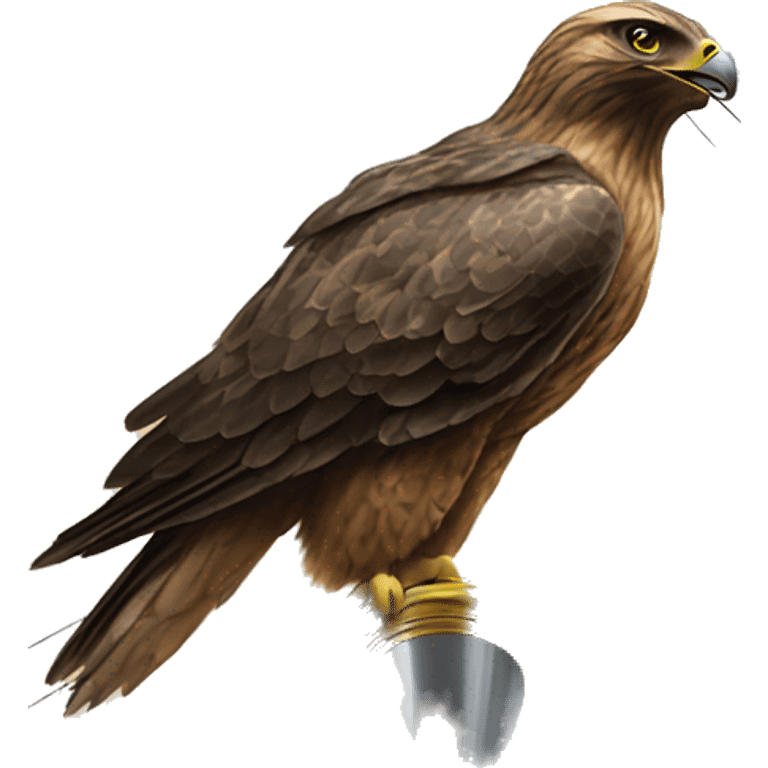 Hawk holding trophy above powerline emoji