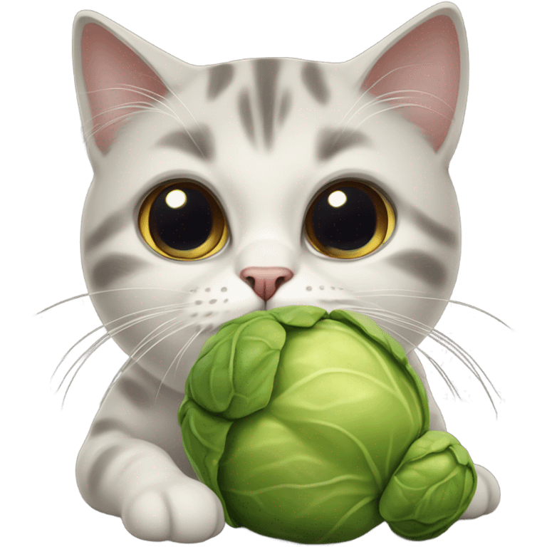 Sad cat eating Brussels sprouts emoji