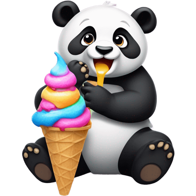 Panda eating ice cream emoji