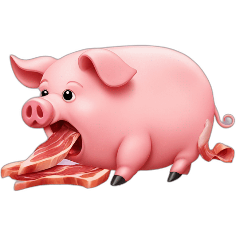 pig sliced by knife on a bacon emoji