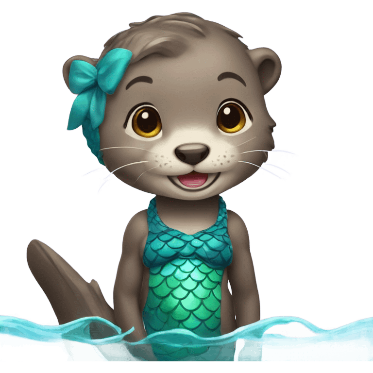 A cute and happy otter face wear mermaid clothes emoji