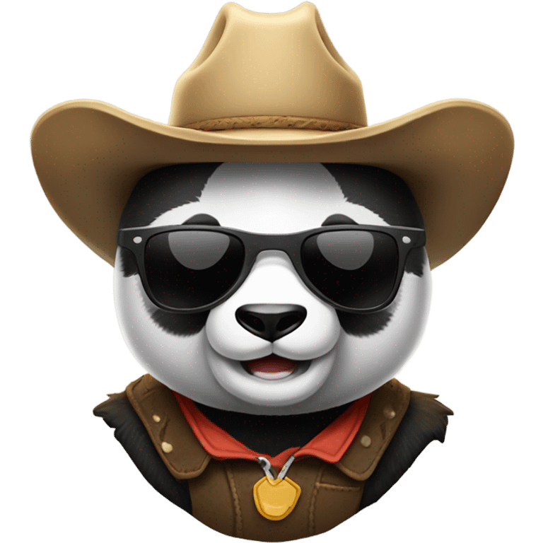 Giant panda wearing a cowboy hat with sunglasses emoji