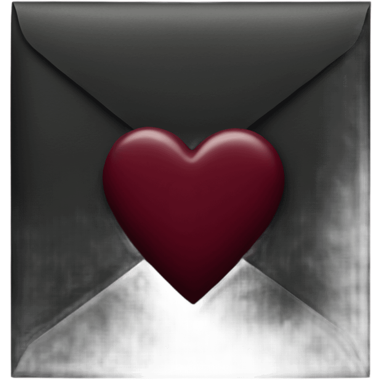 black envelope with burgundy wax heart seal emoji