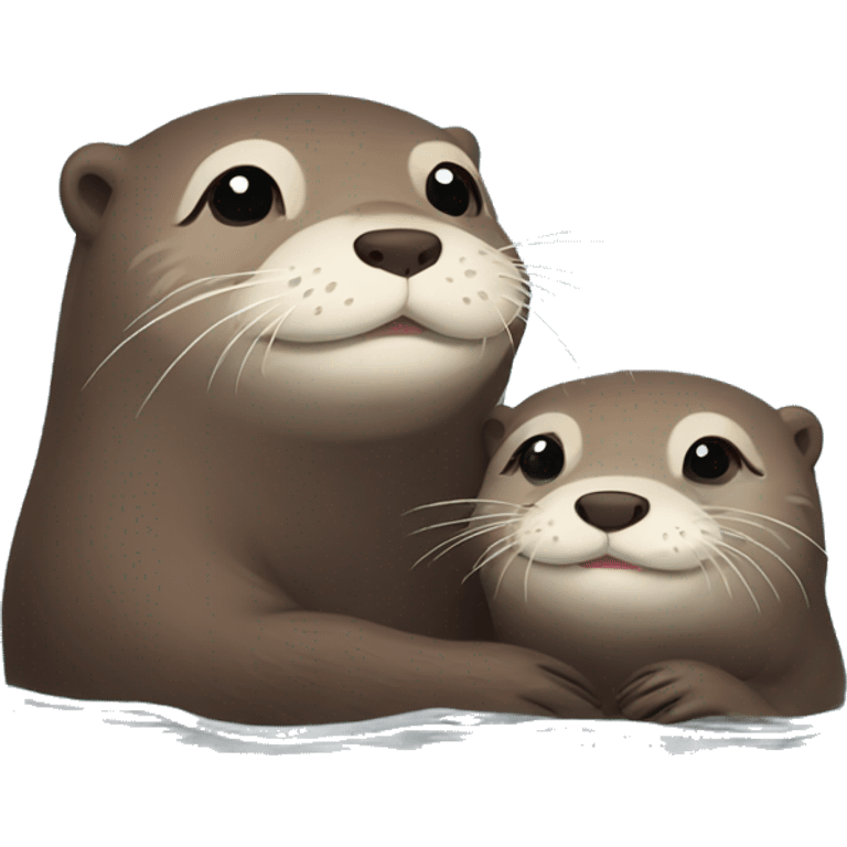 cute otter swimming with baby otter emoji