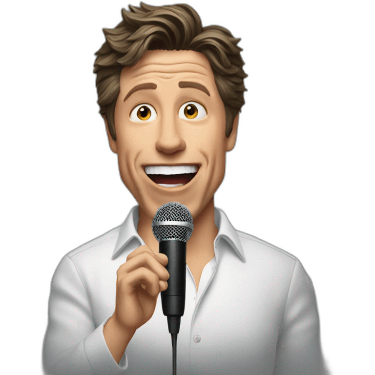 Hugh Grant singing karaoke emoji