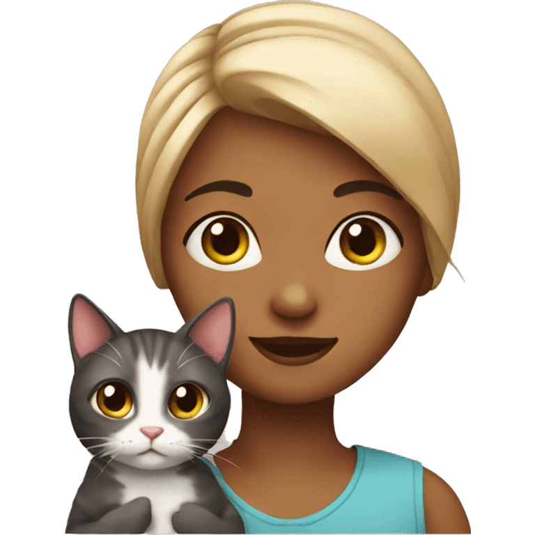 girl with cat emoji