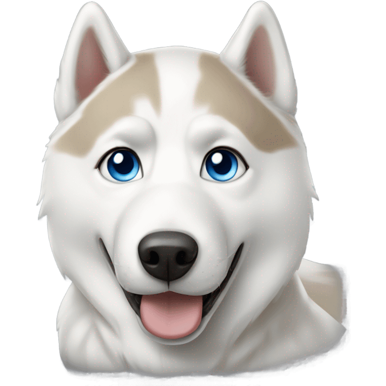 All white husky with blue eyes and a light brown nose emoji