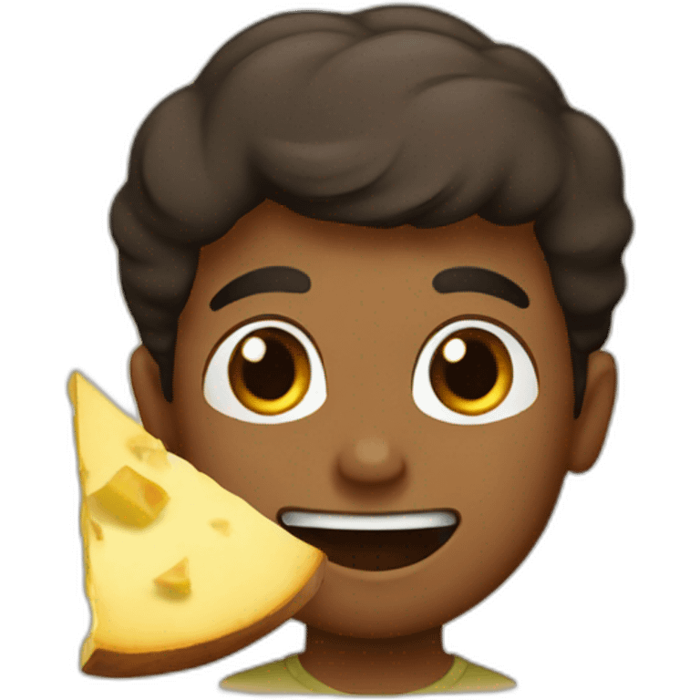 a brown boy eating a slice of potato  emoji