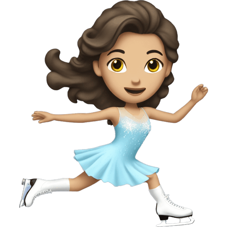 brunette ice skating in a dress emoji