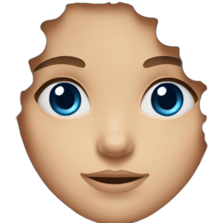 Girl with brown curly hair and blue eyes also having a heptagons shaped face emoji