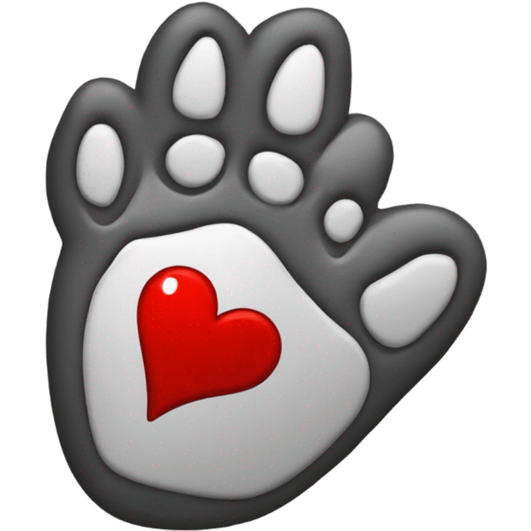 black paw in red heart emoji