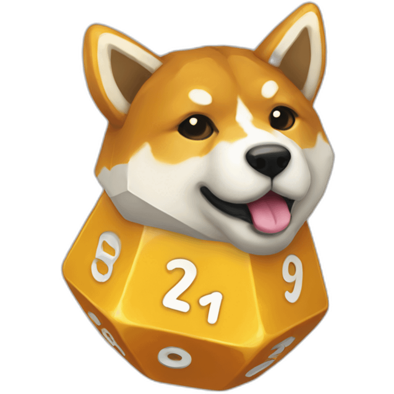 D20 dice with shiba ears emoji