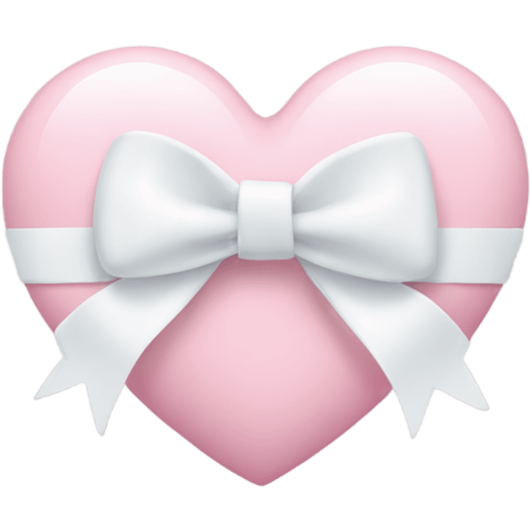 Pastel pink heart with white bow emoji