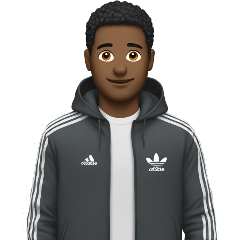 The man is dressed in adidas emoji