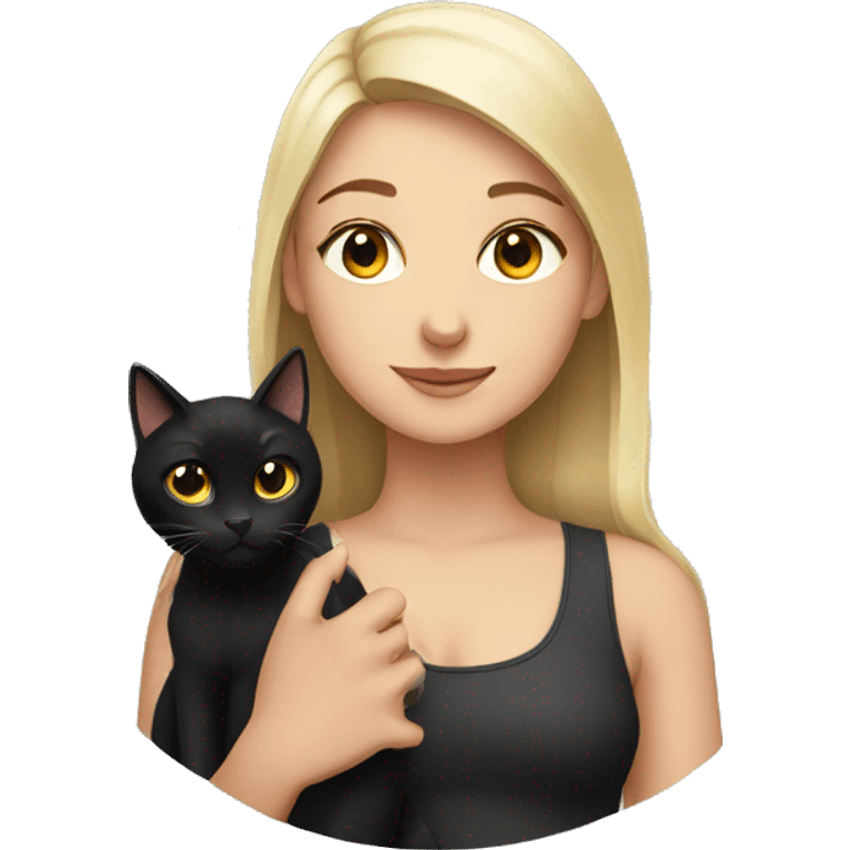 Girl and black cat emoji