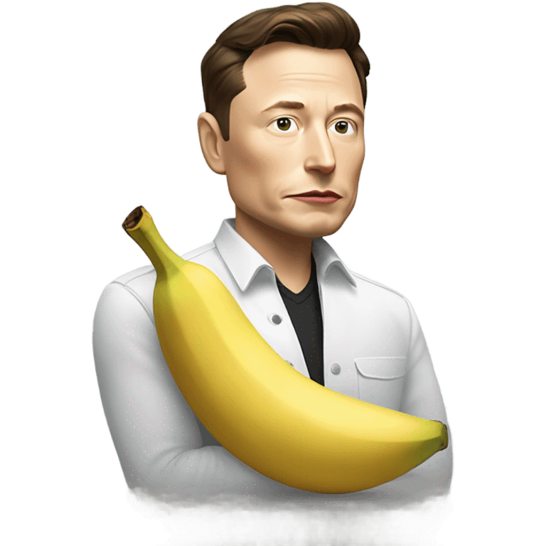 Elon musk eating a banana while being sigma  emoji