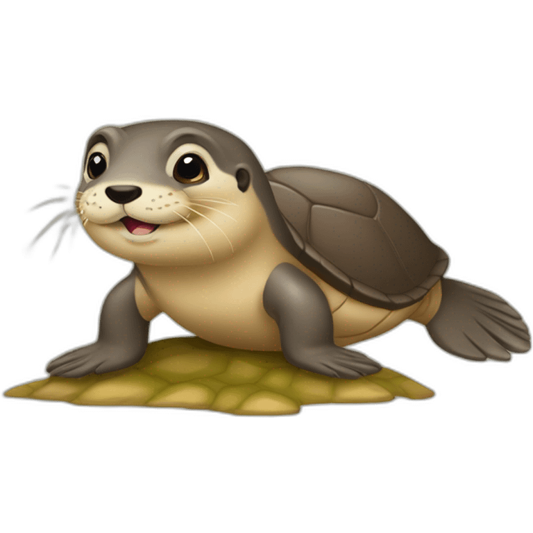 une loutre sur une tortue emoji