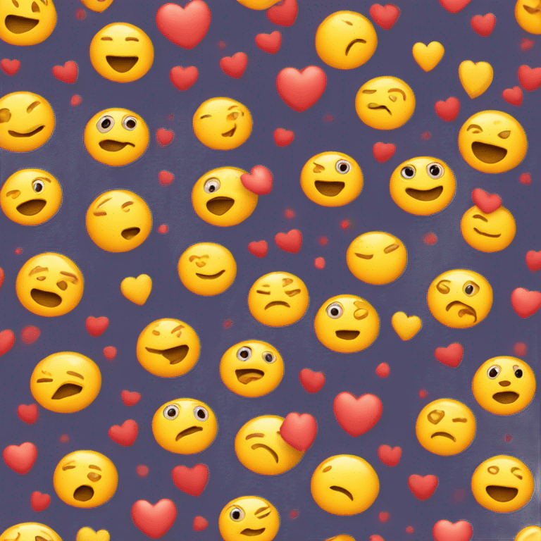 Regular yellow Emoji with loving look , blushing and red little hearts on the air emoji