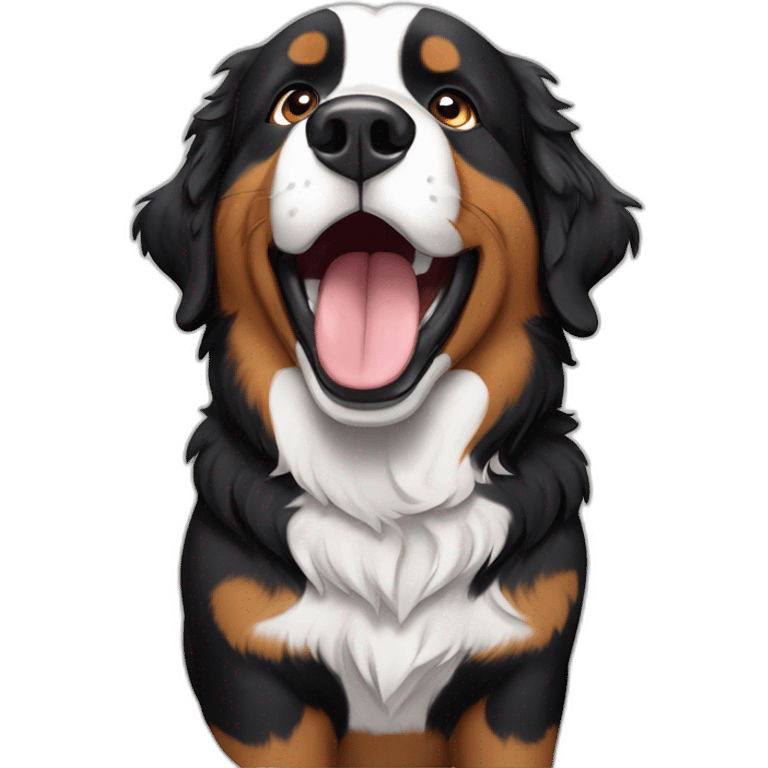 Bernese mountain dog singing with micro emoji