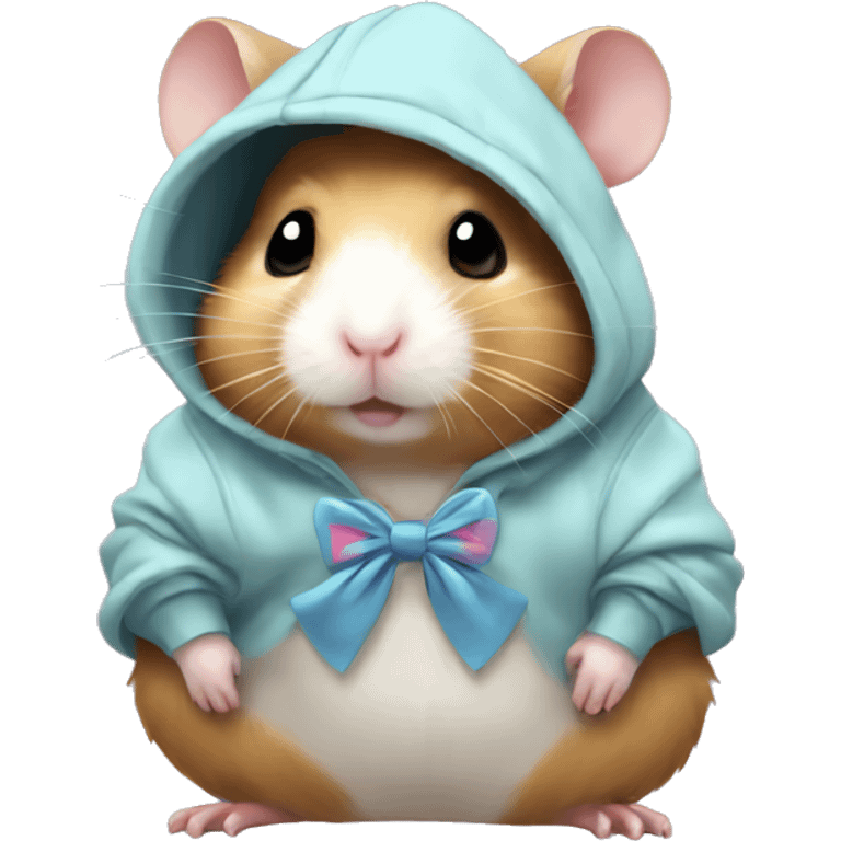 Hamster wearing a bow and a hoodie emoji