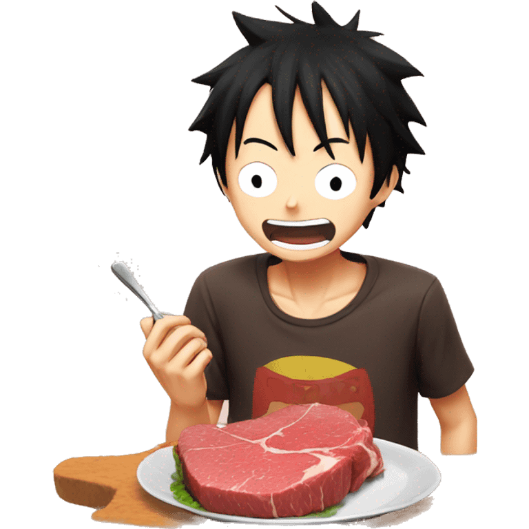 Luffy comiendo carne emoji