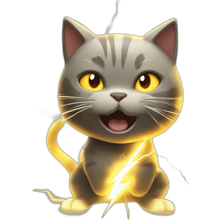 violently electrical discharge be struck by lightning cartoon cat like pokemon emoji