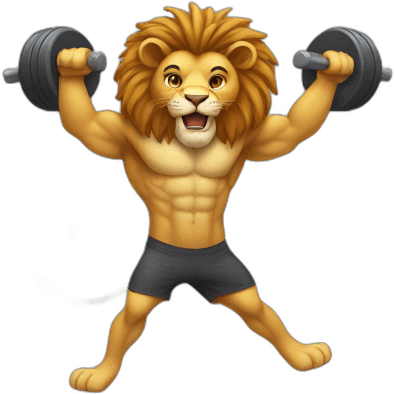 Lion doing gym emoji