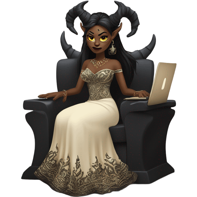 demon in dress in computer emoji