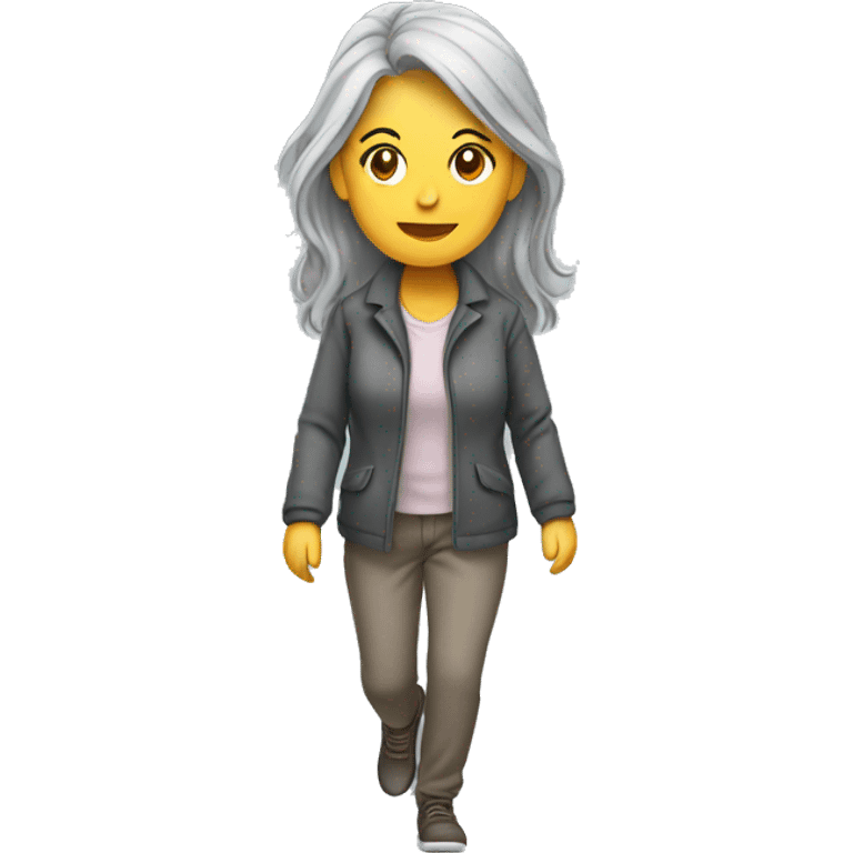 long gray hair woman walking emoji