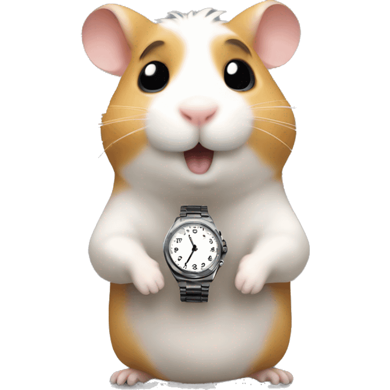 hamster shows what time it is on his watch emoji