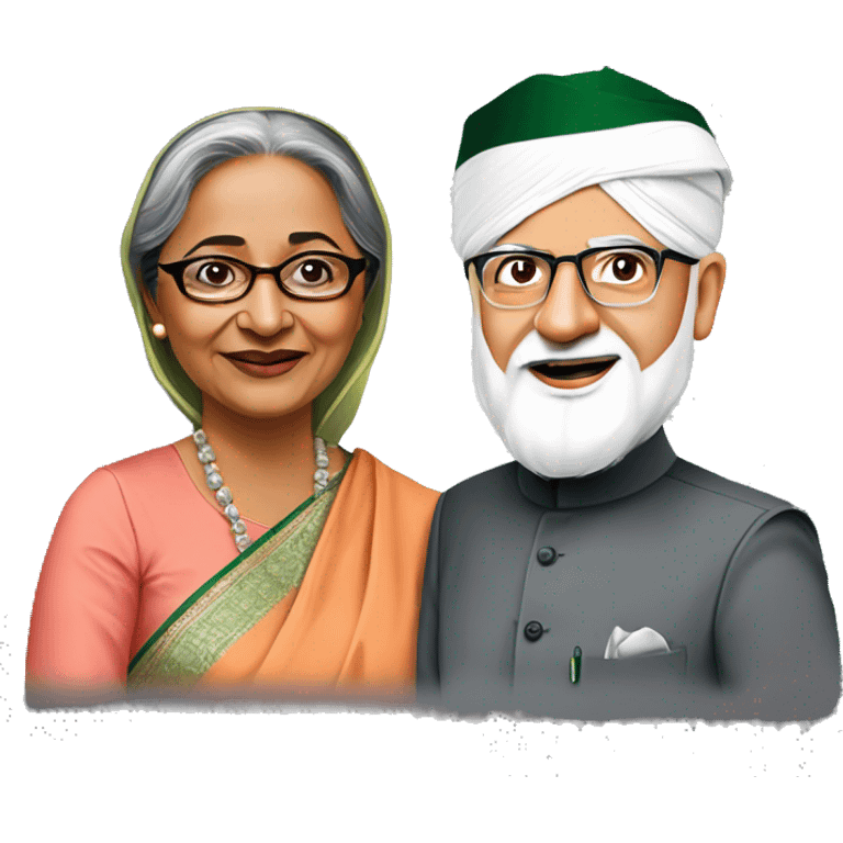 Modi with sheikh hasina with mrinal kanti emoji