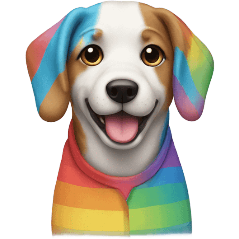 Dog wearing rainbow shirt  emoji