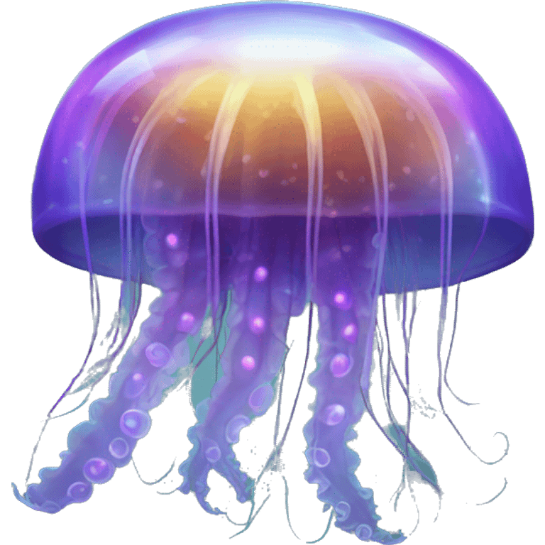 iridescent jellyfish with glowing, trailing tentacles emoji