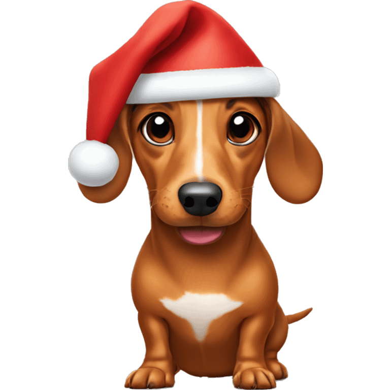 wiener dog wearing christmas hat emoji