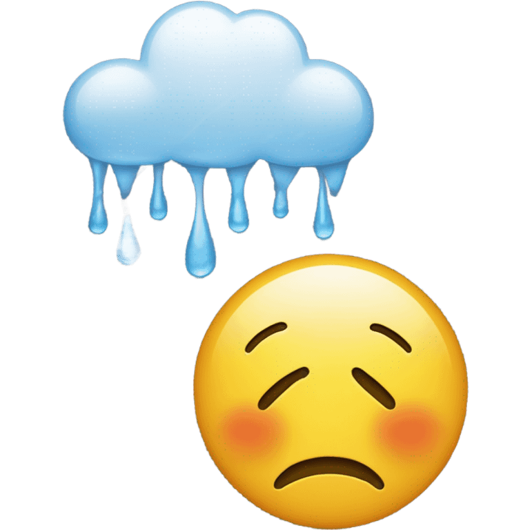 frown face emoji under raining cloud emoji emoji