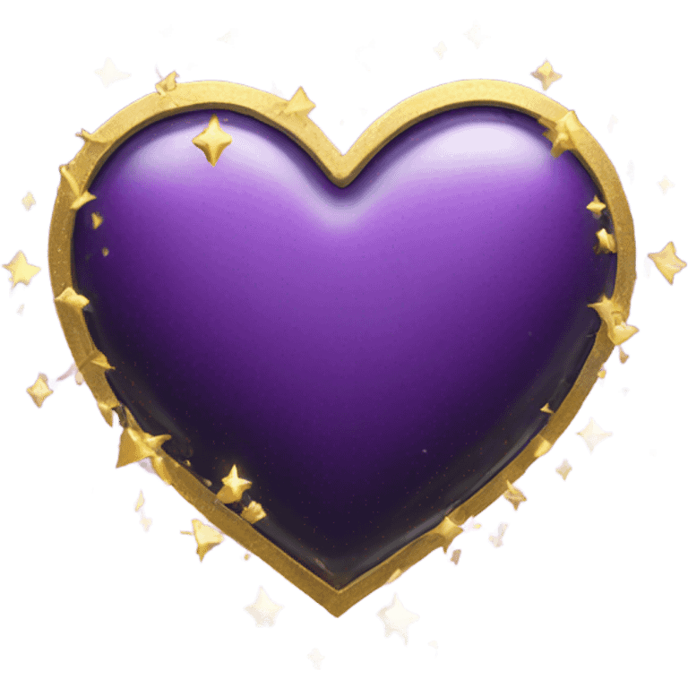 Purple Heart with black little clouds like frame with golden and silver sparks emoji