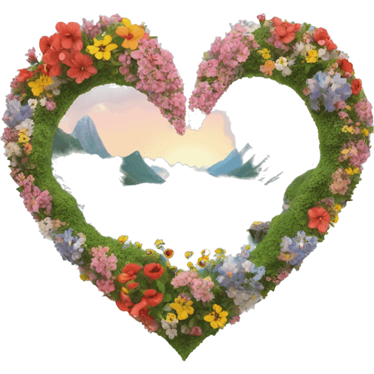 heart shaped world with flowers emoji