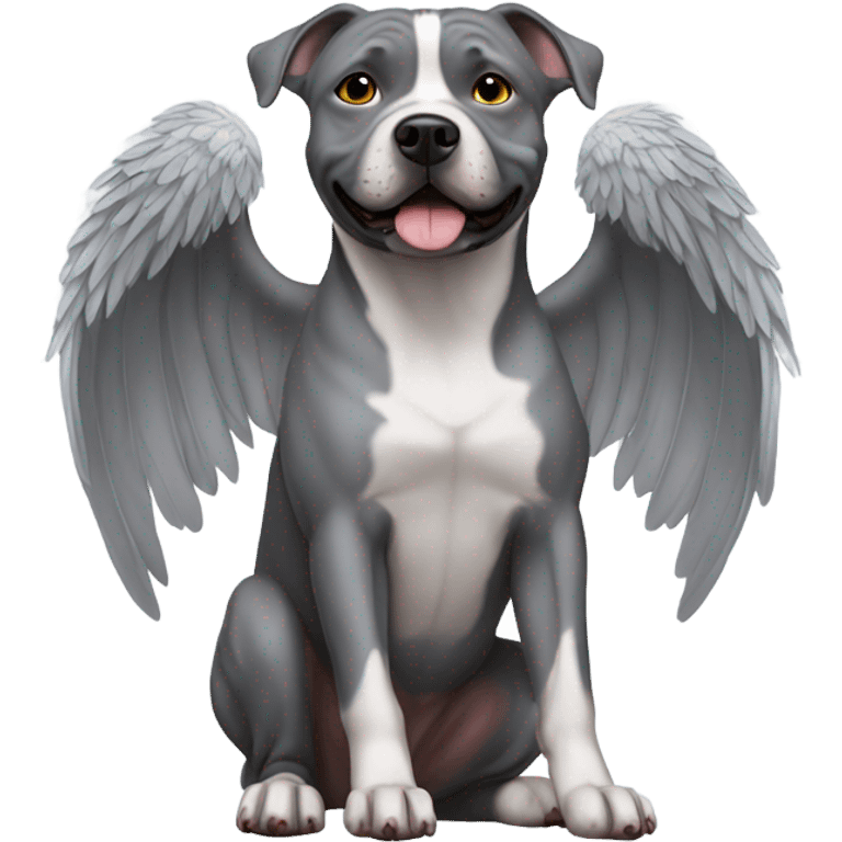 Grey staffy dog with wings emoji