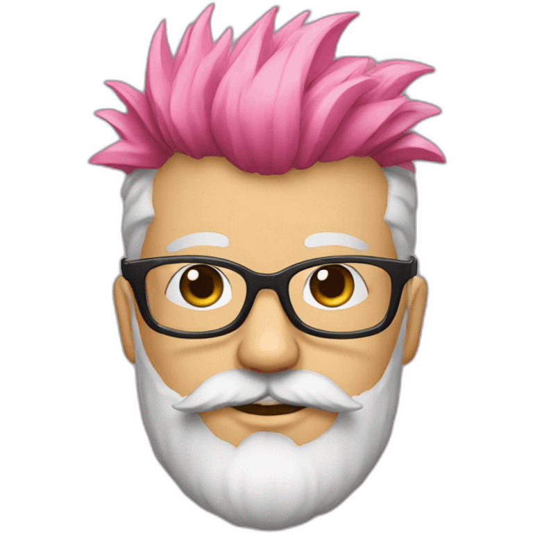 white pink, brown beard, pink mohawk, thick glasses emoji