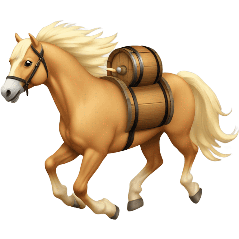 Palomino horse running around a barrel emoji