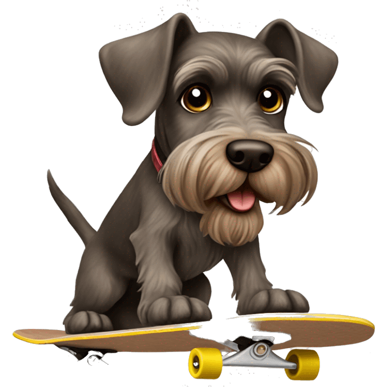 Brown schnauzer dog skateboarding emoji