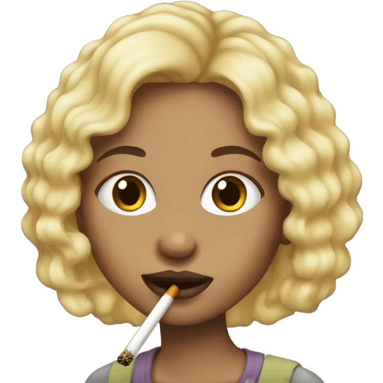 Black an blonde hair girl smoking emoji