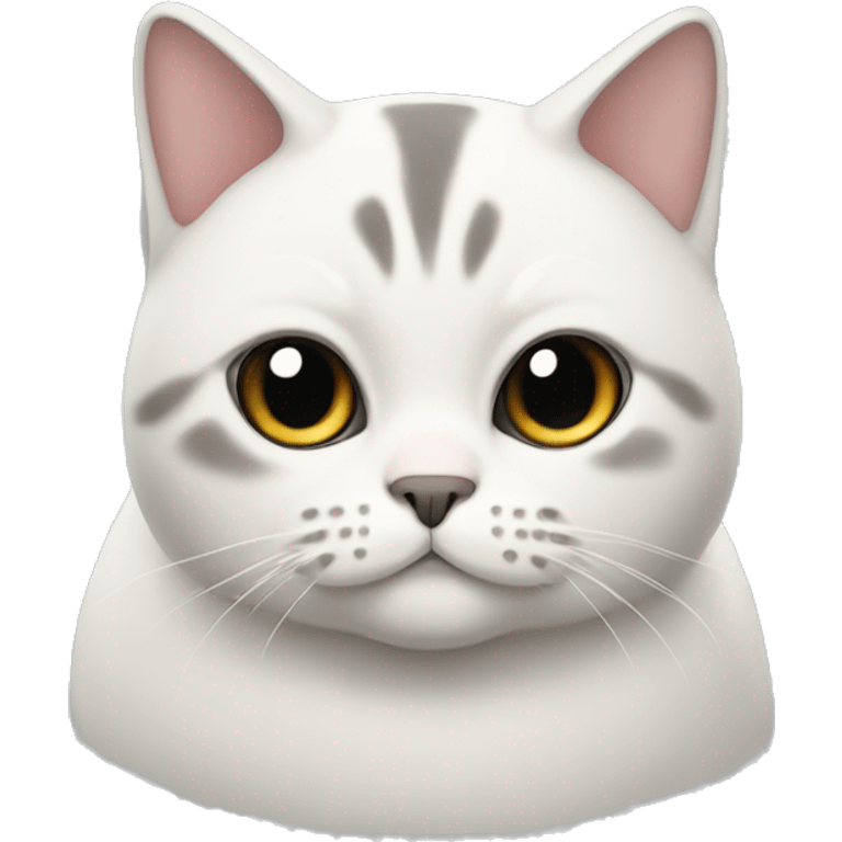 Chubby cat, white, short hair, black ears emoji