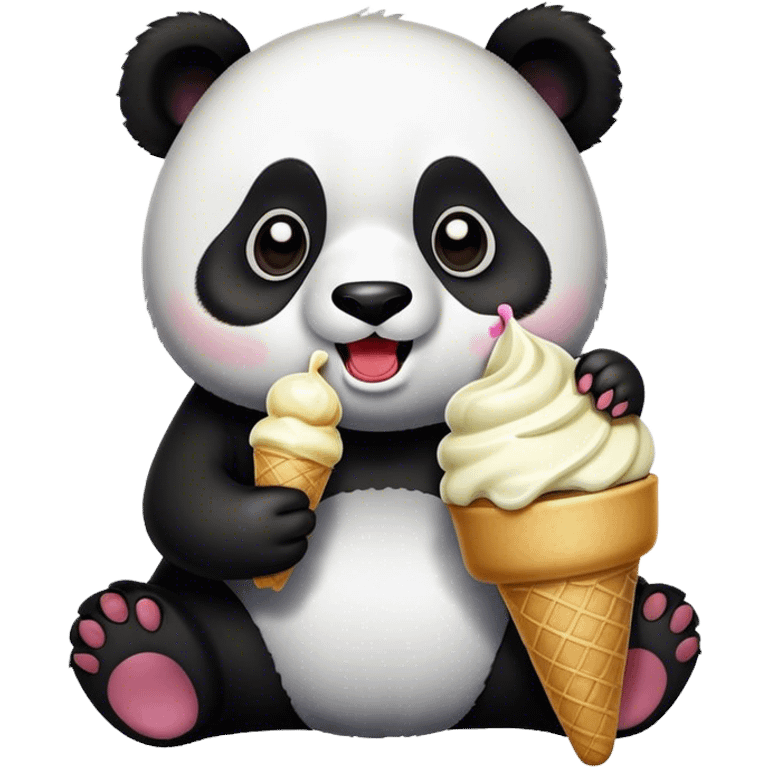 Panda eating ice cream emoji