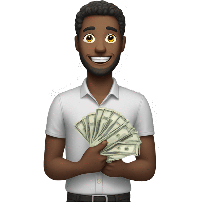 man happy holding some cash emoji