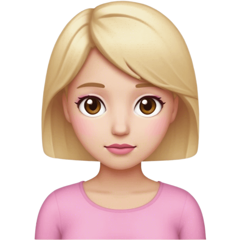 iphone emoji girl with blonde hair, brown eyes, and short hair, white skin and pink blush emoji