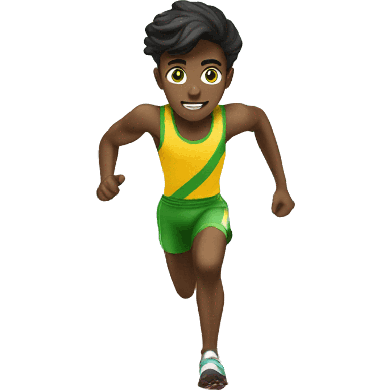 Green eye brunette teenage boy running track  emoji