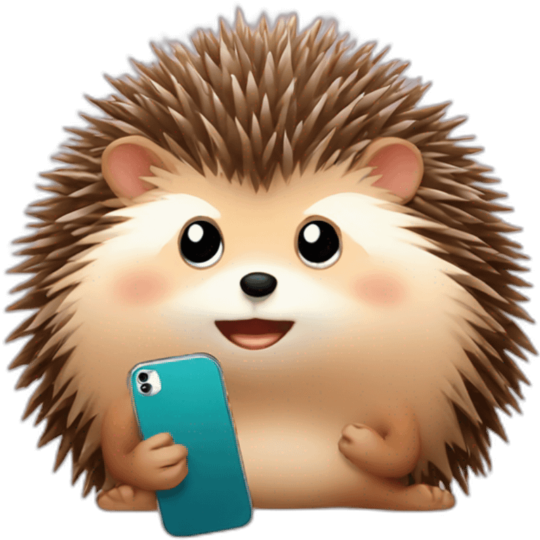 hedgehog with phone emoji